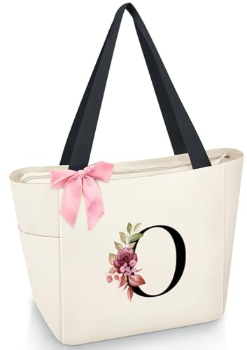 Vavabox Sac Cabas Personnalisé avec Initiale A-Z, Cadeau Imperméable pour Femmes, Demoiselles d'Honneur, Maman, Enseignantes, Amies