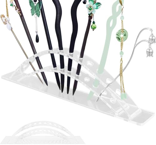 WAYUTO Hair Stick Organizer, Clear Acrylic Hairpin Display Stand with 12 Slots, Hair Chopstick Holder for Vanity, Salon, Makeup Brushes and Pens