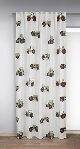 KAMACA Vorhang Verdunklungsgardine mit versteckten Schlaufen und Gardinenband Thermogardine Verdunklungsvorhang Schlafzimmer Wohnzimmer HxB 245x140 cm (Traktor - HxB 245x135 cm)