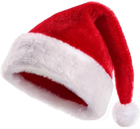 Sternhell Weihnachtsmütze, Nikolausmütze Erwachsene, Unisex Weihnachtsmann Mütze, weihnachtsmütze kinder, Rote Santa Mütze Bequemes Dicker mit dicker fellrand, Santa Clause Mütze für Weihnachtsfeier