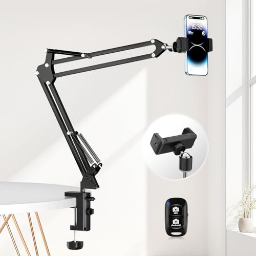 UBeesize Overhead Stativ Handy, Tischstativ Kamera mit Flexiblem Gelenkarm und Tischklemme Handy Gelenkarmhalterung Handys und Kameras Schraube Langarm Handyhalter für Videoaufzeichnung, Live-Stream