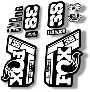 Gabel Ersatz Aufkleber kompatibel für Fox 38 2021 Performance Elite Serie Weiß (glänzend)