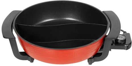 Fondue Chinoise,6L Double Pot Yin et Yang Fondue Multifonction Riz Électrique 1360W Revêtement Antiadhésif Contrôle Température,Pour Réunions Famille,Pique-Nique en Plein Air