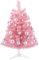 2FT/60cm Small Christmas Tree with Lights, Tabletop Pink Mini Xmas Tree Decorations, Battery Operated Artificial Tree with Ball Ornaments, Pre-lit Miniature Desktop Centerpiece Decor