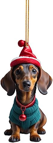 Dackel Deko Acryl Weihnachtsschmuck Dackel Weihnachtsdeko Christmas Decorations Hund Weihnachten Baumschmuck Weihnachtsdekoration für Zuhause und Auto Lustige Weihnachtskugeln Weihnachtsdackel