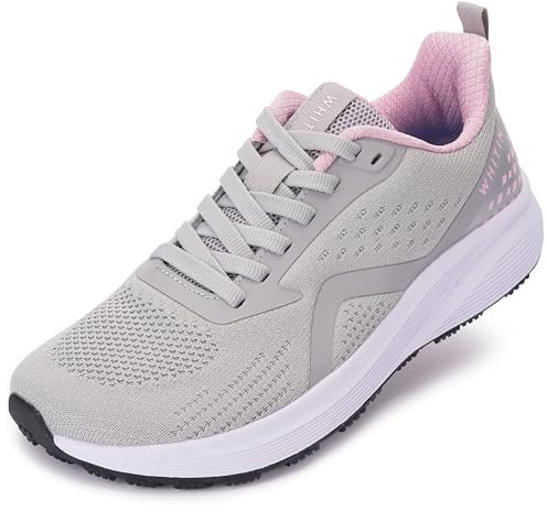 WHITIN Laufschuhe Damen Sneaker Sportschuhe Breite Weit Jogging Schuhe Gedämpft Hallenschuhe Atmungsaktiv Walkingschuhe Fitness Mädchen Atmungsaktiv Rosa 37 EU