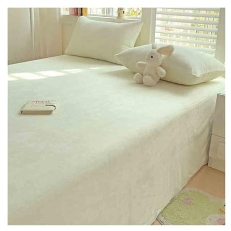 Lenzuolo sopra piano in flanella matrimoniale singolo piazza e mezza Lenzuolo superiore in pile super morbido biancheria da letto peluche(Beige,230x250cm)