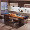FOEVAFLO Walnuss Custom Esstisch Epoxidharz Tisch Großer Flusstisch Massivholz Indoor Modern Küchentisch Möbel für Esszimmer