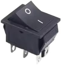 Interruptor basculante KCD4 30A 250V 25x31mm ON-OFF ON-OFF-ON 6PIN con interruptor de encendido de luz(6P2T black)
