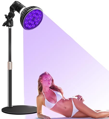 PZCC Solariums et Lampes UV, Lampe Bronzage, Lampe UV Visage,Lampe de Thérapie Télescopique Violette 54 W avec Lunettes de Protection, Convient Aux Professionnels Du Fitness et Bronzeurs (Noir)