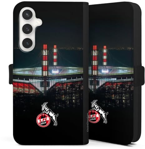 DeinDesign Klapphülle kompatibel mit Samsung Galaxy S24 FE 5G Handyhülle aus Kunst Leder schwarz Flip Case 1. FC Köln Stadion Offizielles Lizenzprodukt