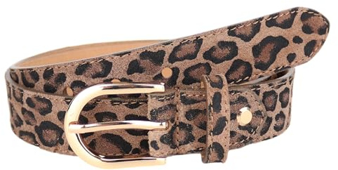 MIRROSI Ledergürtel Damen Herren Gürtel, Made in Italy, 3cm breit (Leo Coffee (Goldene Schnalle), 90cm)