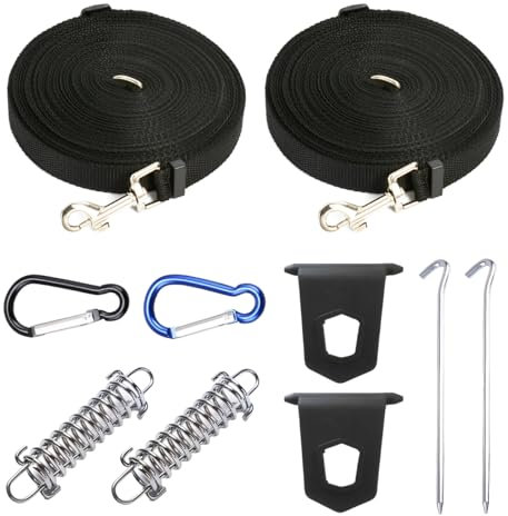 KFSCIP Awning Tie Down Kit, 10-Piece Awning Storm Straps for Caravan Motorhome, Heavy Duty Awning Accessories with Aluminum Pegs and Straps Suitable for Outdoor Camping