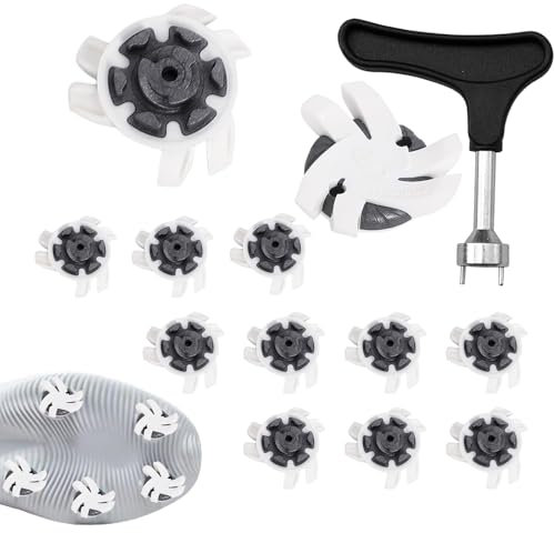 Go-lf - Tacos para zapatos de golf, prácticos tacos de golf, 12 piezas, tacos de zapatos Go-lf con llave, puntas de golf de rápido, tacos de golf, tornillo de llave portátil para campos de golf