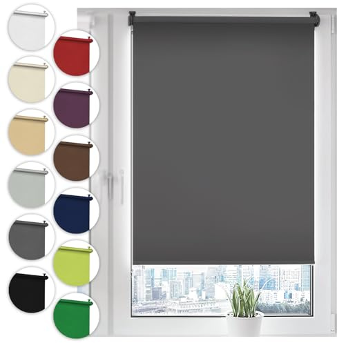 Sonello Verdunkelungsrollo Klemmfix ohne Bohren Rollo 65cm x 100cm Grau | Fenster Rollos Für Innen, Klemmrollo, Verdunklungsrollo, Sonnenschutzrollo, Seitenzugrollo für Fenster & Türen, Fensterrollo