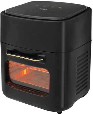 Air Fryer Freidora 15L Freidora de aire caliente LED-pantalla táctil 1400W, temporizador, temperatura ajustable 80-200 °C, color negro