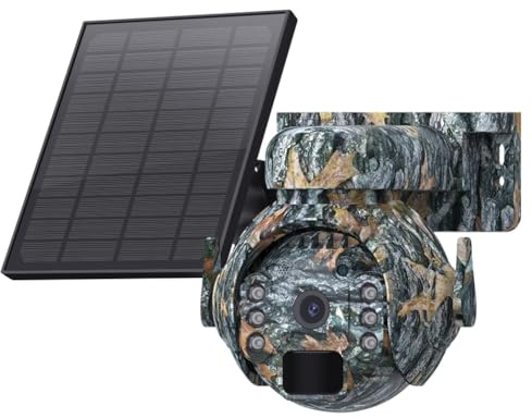 Jooehyer 3MP 4G Solar Powered Camera Outdoor WIFI Wildlife Trail Camera Waterproof Infrared Night Vision Motion Activated Easy to Use (C)