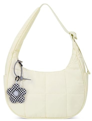 CorkAllin Gesteppte Puffer-Halbmond-Umhängetasche (Beige)