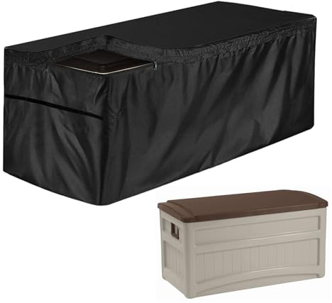 Abdeckung Für Aufbewahrungsboxen, Wasserdicht Gartentruhe Schutzplane Abdeckhaube, Witterungsbeständig Ani-UV Auflagenbox Schutzhülle Mit Abgerundetem Kordelzug Für Möbel