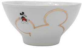 Disney Mickey Mouse Gold Icon Ceramic Cereal Bowl – Elegant Collectible Dinnerware for Everyday Use, Official Licensee