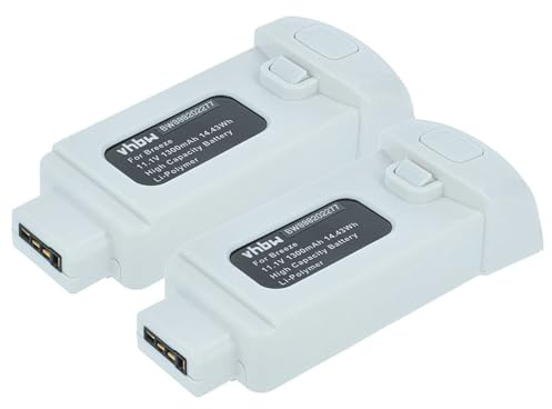 vhbw 2X Akku kompatibel mit Yuneec Breeze 4K | Breeze Drohne Multicopter Quadrocopter (1300 mAh, 11,1 V, Li-Polymer)