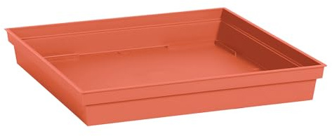 EDA - Platillo Cuadrado Toscane 40 cm - para Maceta de Flores Cuadrada Toscane 50 cm - 40 x 40 x 5,9 cm - Naranja Terra Batida