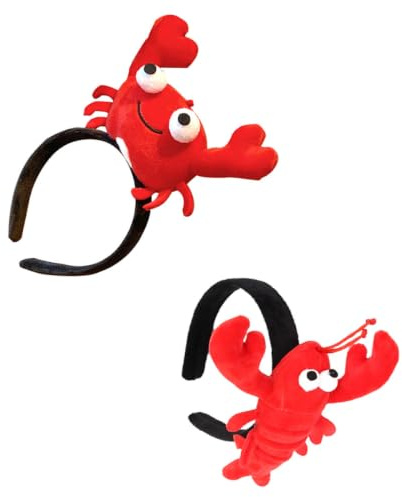MAJORMENCH 2 Stück Stoff Haarreifen mit Krabben und Hummermotiv Niedliche Stoffkopfbedeckungen für Vielseitiges Haarband für Karneval Cosplay und Halloween