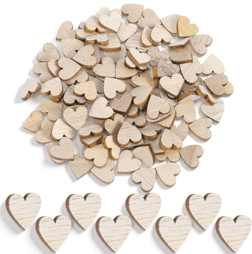 Larrel 100 Stück Holzherzen Deko, 1.2cm Mini Holz Herzen Deko Klein DekoHolz Streudeko zum Beschriften Holzherz Streudeko für Hochzeit DekoVintage Holzdeko DIY Handwerk Tischdeko Bilderrahmen