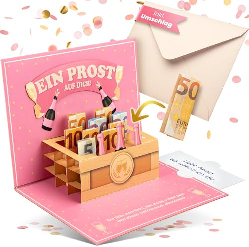 BASICBIRD Geldgeschenk Popup Champagner, Geldkarte Geburtstag | Geburtstagskarte Geldgeschenk 30. Geburtstag Frau, Verpackung Geldgeschenk, Geburtstagskarte Frau, Geldgeschenke Geburtstag