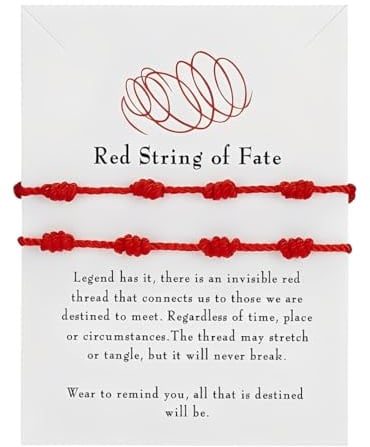 KOQAIIZ 2 Pezzi Bracciale Filo Rosso del Destino, Bracciale Coppia, Braccialetti Rossi Regolabile, Amuleto della Possessione, Unisex, Comodo da Indossare, alla Moda e Versatile