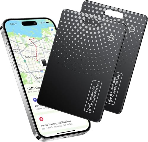2 Pack Bluetooth Tracker Smart Finder (iOS Only) for Apple Find My, Wallet Tracker iPhone Card, 1.6mm Ultra-Slim, IP68 Waterproof, Tracking card for Wallet, Passports, Luggage