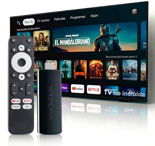 Google TV Stick con Mando por Voz, Android TV Dongle HDMI con Chromecast Built-In, Widevine L1, HDR10+ Dolby Audio, Streaming Netflix Prime Video Youtube, Receptor WiFi Smart TV para TV y Proyector