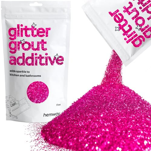 Hemway Glitter Grout Additive - Dark Rose Pink | Metallic Flakes for Adding Sparkle to Old & New Kitchen & Bathroom Tiles | Enhance Your Indoor Grouting Projects with a Durable Sparkly Effect | 100 g