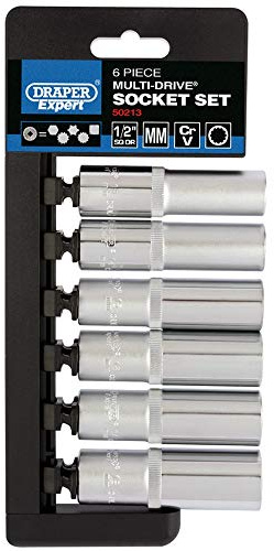 Draper 50213 1/2-Inch Square Drive Multi-Drive Deep 6 Piece Socket Set