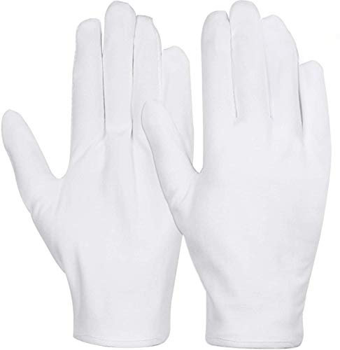 anezus 6 Paar weiße Baumwollhandschuhe für trockene Hände, Ekzeme, Spa, feuchtigkeitsspendend, Arbeitshandschuheinlagen zum Servieren von Kostümen
