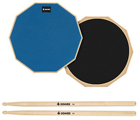Donner Pad per Allenamento da 8 inch Drum Pad pratica con bacchette in acero Blu