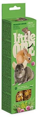 Little One Sticks for Guinea Pigs, Dwarf Rabbits and Chinchillas with Meadow Grass in Box, Pack of 4 (4 x 110 g)