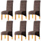 LANSHENG Stretchy XL Stuhlbezüge für Esszimmerstühle, Stretch Spandex mit Gummiband Stuhlbezug,Velvet Large Dining Chair Schonbezüge für Restaurant Hotel Party Bankett (Kaffee grau,6er Set (Groß))