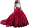 NNJXD Girls Lace Tulle Embroidered Princess Prom Ball Gown Formal Party Long Tail Dresses Size (130) 6-7 Years 406 Red-A