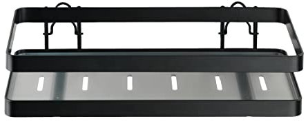 WENKO Universalregal Mod. Gala, Küchenregal als Zusatzfläche zum Abstellen von Dosen, Flaschen, Gläsern, etc., aus hochwertigem pulverbeschichtetem Flachstahl in Schwarz, 25 x 6 x 12 cm