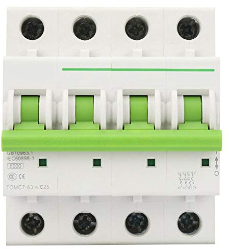 TOMC7-63 4P C-Typ Leistungsschalter, 4-poliger Leistungsschalter, Miniatur Leitungsschutzschalter Auslaufschutz Luftschalter 4P Mini Sicherungsautomat(25A)