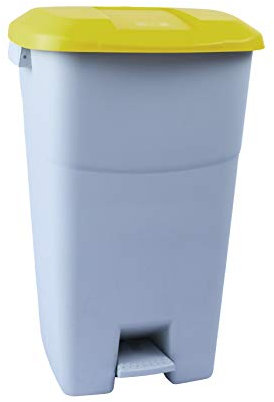Tayg - Contenedor de residuos 60 litros con Pedal, Base Gris y Tapa Amarilla