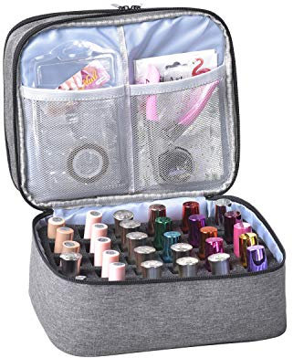 Nail Polish Carrying Case Bag-Holds 30 Bottles, Double-Layer Nail Polish Storage and Nail Dryer Case