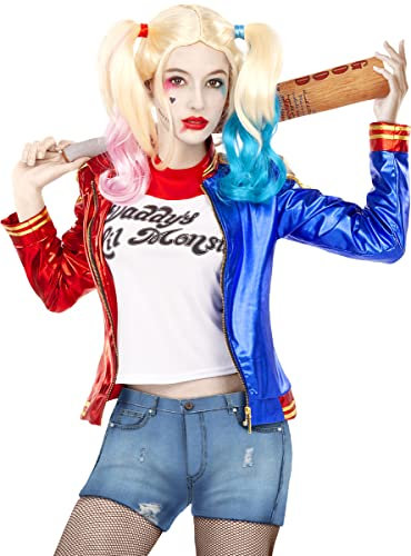 Funidelia Kit Costume Ufficiale Harley Quinn - Suicide Squad per donna, Include maglietta e giacca, Supereroi, DC Comics - Completo per adulti per feste, Carnevale e Halloween - Taglia M