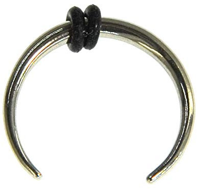 CHICNET Universal Piercing Horseshoe Hufeisen Sichel Form Ohr Nase Edelstahl in Silber, Zwei Gummiringe, Septum Lobe 1.2mm 1.6mm, 8mm-12mm 1.6 x 12mm