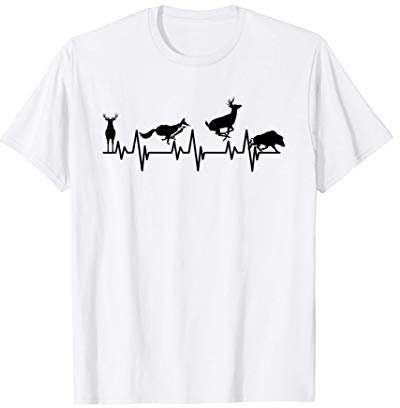 Herzschlag Jäger Rotwild Hirsch Fuchs Wildschwein Jagd T-Shirt