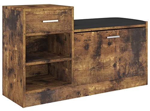 vidaXL Schuhbank Schuhschrank Sitzbank Schuhablage Schuhregal Schuhaufbewahrung Schuhständer Schuhkipper Räuchereiche 94,5x31x57cm Holzwerkstoff