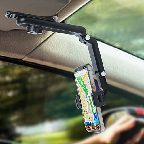 XEFINAL Cell Phone Holder for Car，Mount Clip for Car Cellphone，360° Rearview Phone Holder for Car Sun Visor，Perfectly for iPhone pro, 13/12pro,XR,XS,Pro,Samsumg,Andriod, Car Accessories