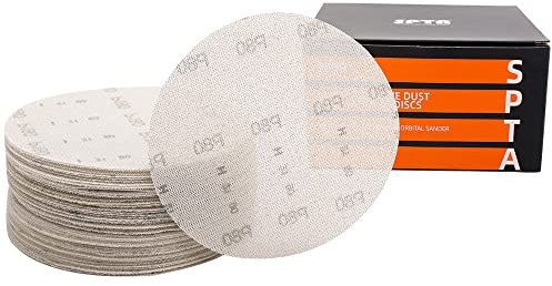 Netz-Schleifscheiben Ø 150 mm Klett/Korn 80/120/180/240/320/50 Stk zum Schleifen von Holz, Spachtel, Lack, Kunststoff/Staubfrei Schleifen für zufälligen Orbitalschleifer