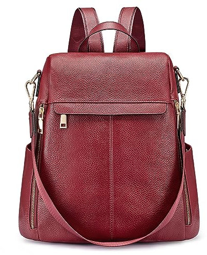 Kattee Damen Rucksack mit Diebstahlschutz Umhängetasche aus echtem Leder modische Umhängetasche für Damen